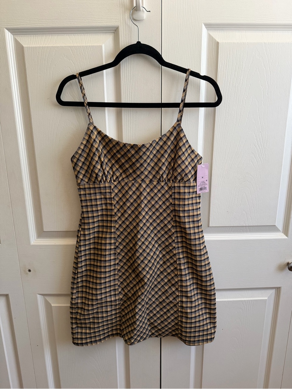 wild fable yellow and black plaid mini dress - Picture 2 of 7